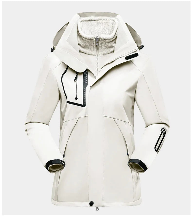 3-in-1 Outdoor Protective Jacket for Women - Luna-White-M-Nora Luxe