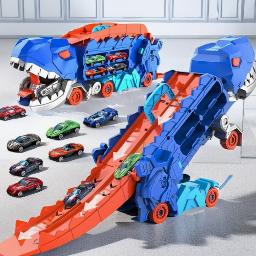 3-in-1 Race Truck for Kids - T-Rex Transporter-With 4 cars-Nora Luxe