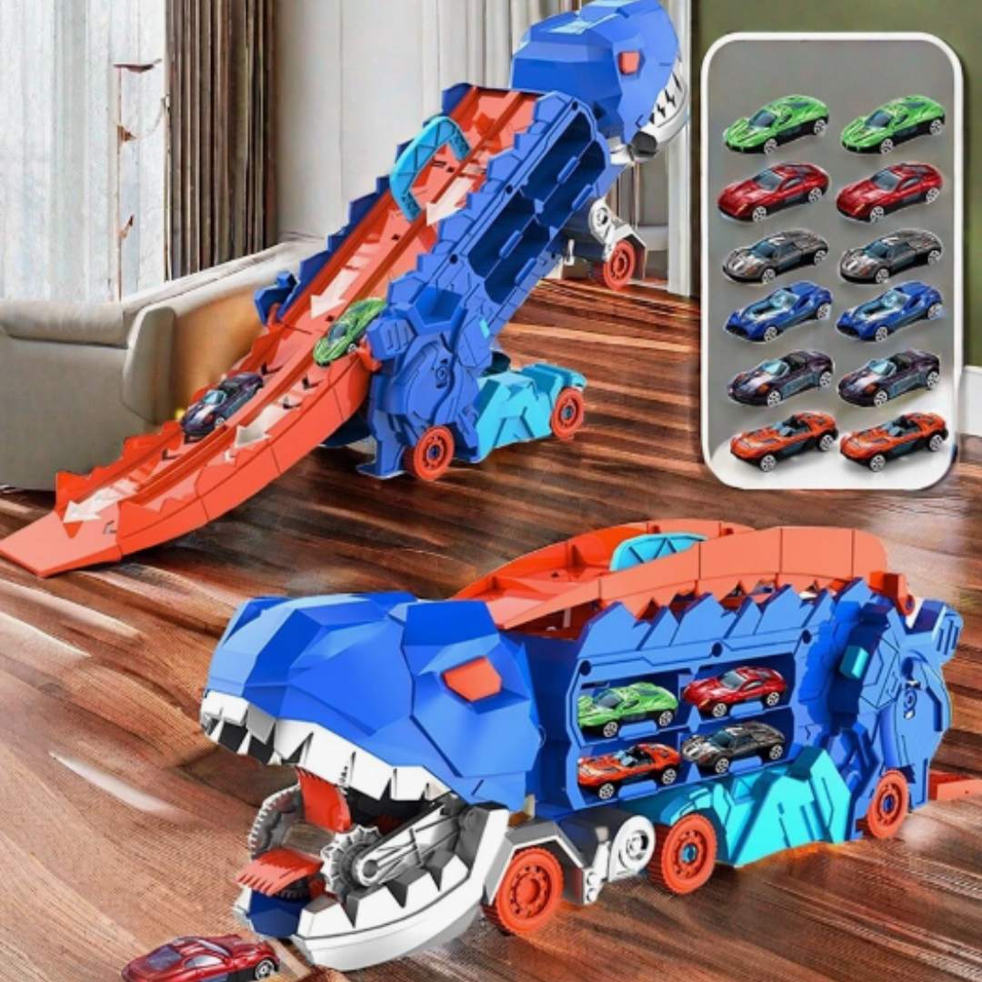 3-in-1 Race Truck for Kids - T-Rex Transporter-With 4 cars-Nora Luxe