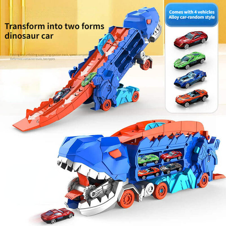 3-in-1 Race Truck for Kids - T-Rex Transporter-With 4 cars-Nora Luxe