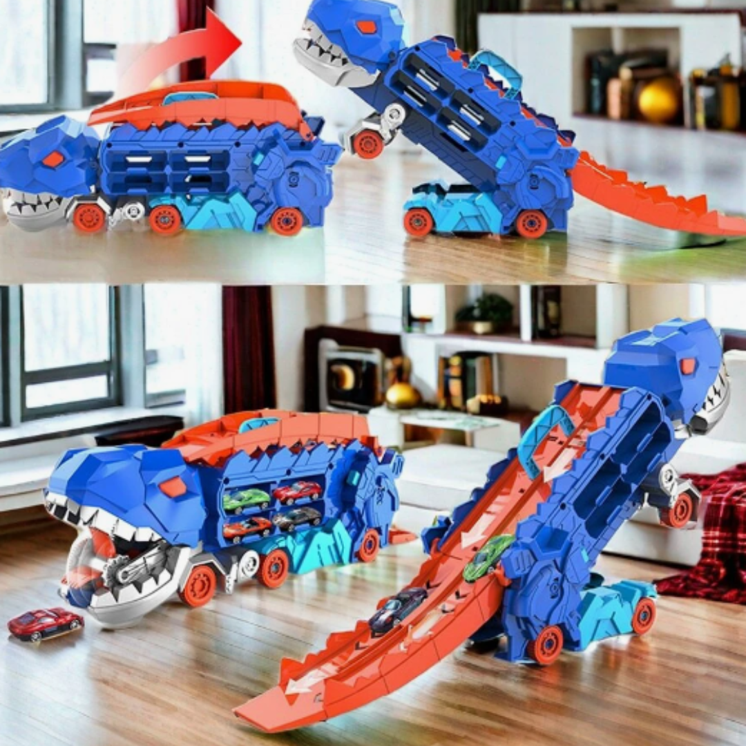 3-in-1 Race Truck for Kids - T-Rex Transporter-With 4 cars-Nora Luxe