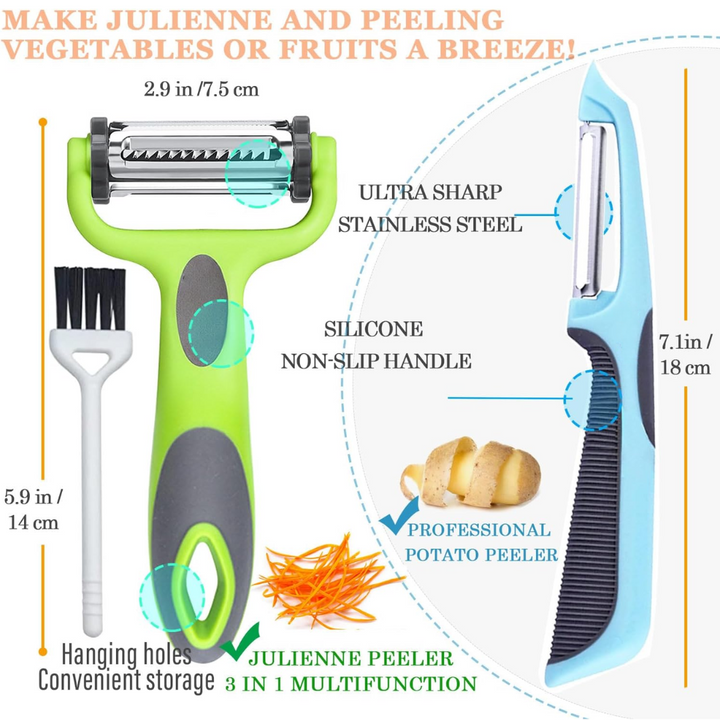 3-in-1 Vegetable Peeler with Julienne Blade-Nora Luxe