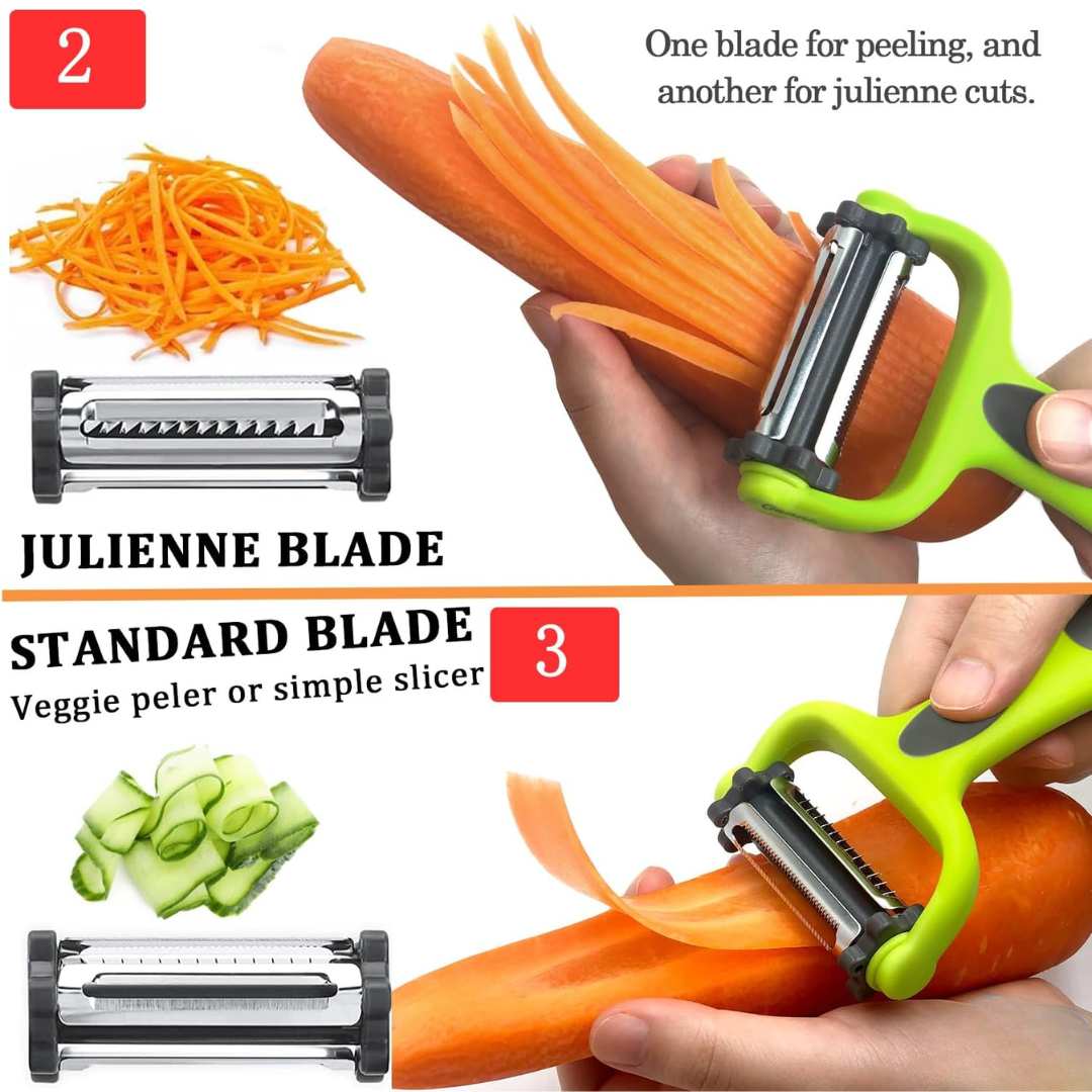 3-in-1 Vegetable Peeler with Julienne Blade-Nora Luxe