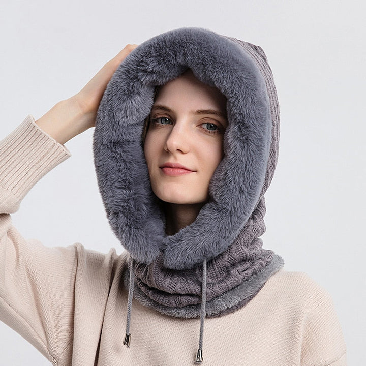 3-in-1 Winter Scarf and Hat for Women - Isabella-Black-Nora Luxe