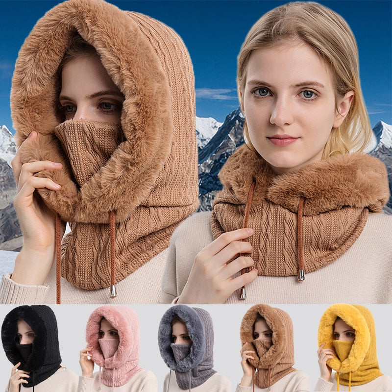 3-in-1 Winter Scarf and Hat for Women - Isabella-Black-Nora Luxe