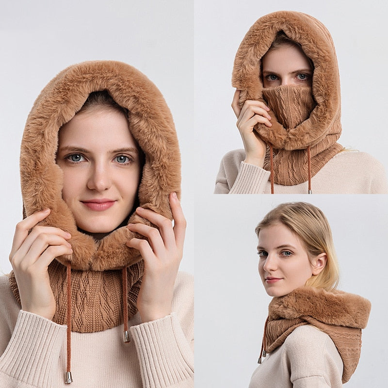 3-in-1 Winter Scarf and Hat for Women - Isabella-Black-Nora Luxe