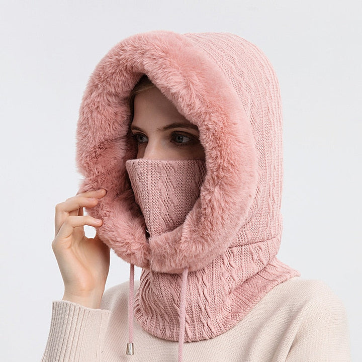 3-in-1 Winter Scarf and Hat for Women - Isabella-Pink-Nora Luxe