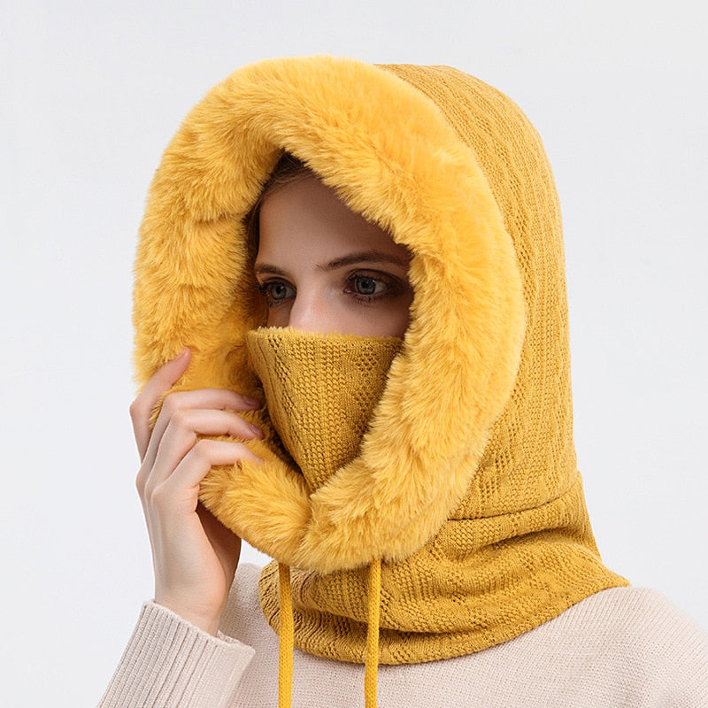 3-in-1 Winter Scarf and Hat for Women - Isabella-Yellow-Nora Luxe