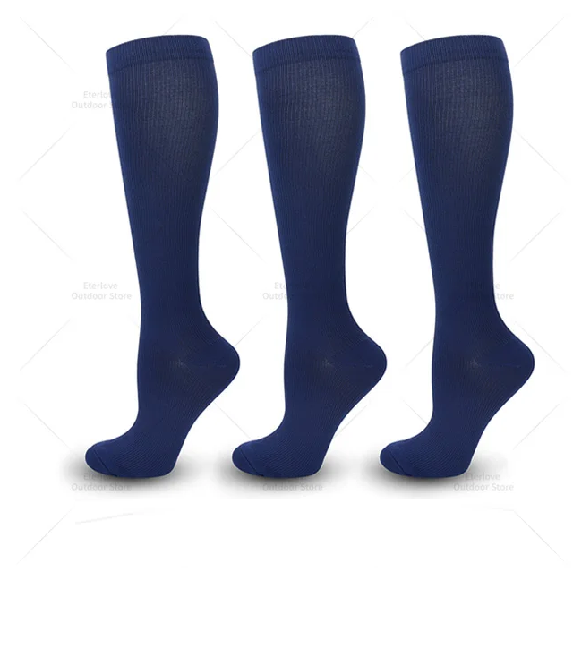 3 Pairs of Knee-High Compression Socks - FitSupport-3 Pairs Blue-S-M (3.0-5.5)-Nora Luxe