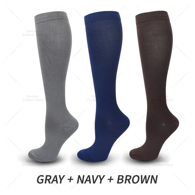 3 Pairs of Knee-High Compression Socks - FitSupport-3 Pairs Gray-S-M (3.0-5.5)-Nora Luxe