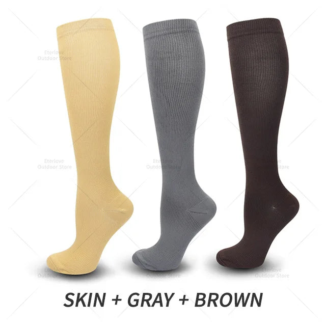 3 Pairs of Knee-High Compression Socks - FitSupport-3 Pairs Gray-S-M (3.0-5.5)-Nora Luxe
