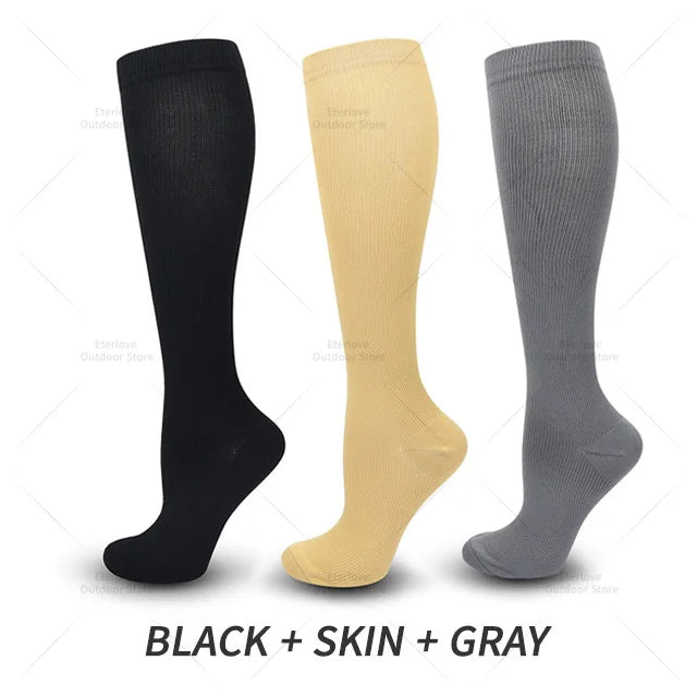 3 Pairs of Knee-High Compression Socks - FitSupport-3 Pairs Gray-S-M (3.0-5.5)-Nora Luxe