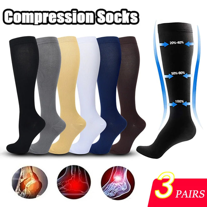 3 Pairs of Knee-High Compression Socks - FitSupport-3 Pairs Gray-S-M (3.0-5.5)-Nora Luxe