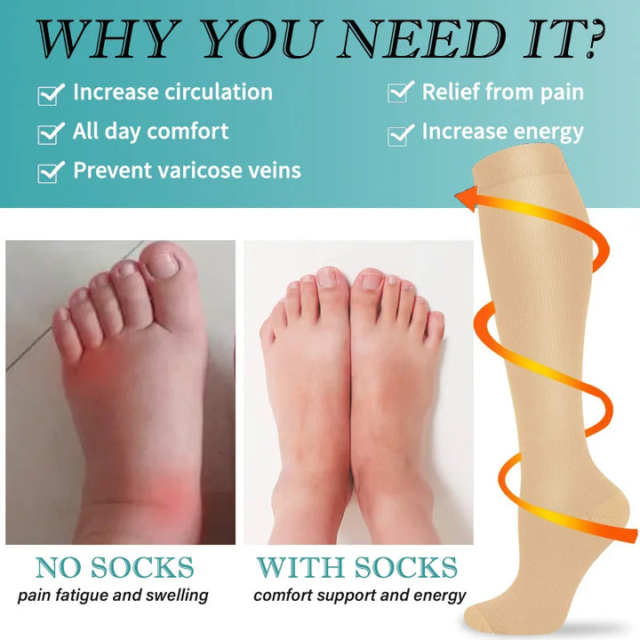 3 Pairs of Knee-High Compression Socks - FitSupport-3 Pairs Gray-S-M (3.0-5.5)-Nora Luxe