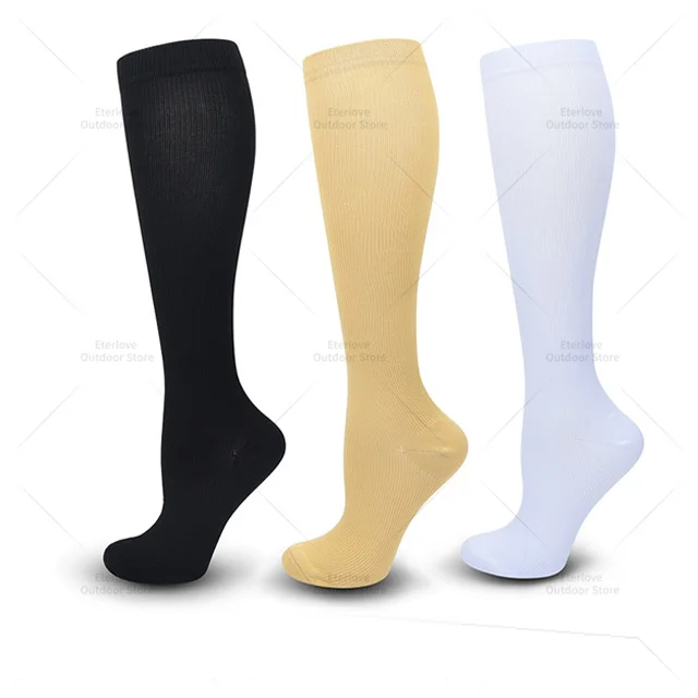 3 Pairs of Knee-High Compression Socks - FitSupport-Black Skin White-S-M (3.0-5.5)-Nora Luxe
