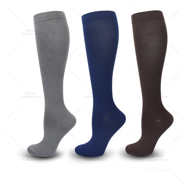 3 Pairs of Knee-High Compression Socks - FitSupport-Gray Blue Brown-S-M (3.0-5.5)-Nora Luxe