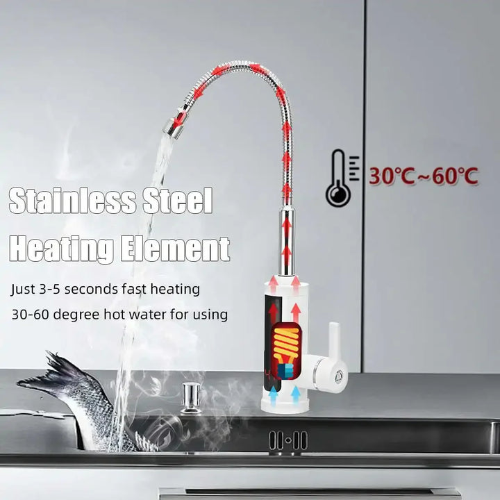 3000W Electric Kitchen Tap with Instant Hot Water - FlowHeat-Type 1 Black-Nora Luxe