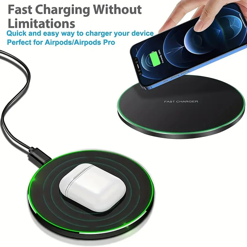 30W WIRELESS FAST CHARGER FOR IPHONE & OTHER DEVICES | INDUCTION CHARGING PAD-White without Cable-Nora Luxe