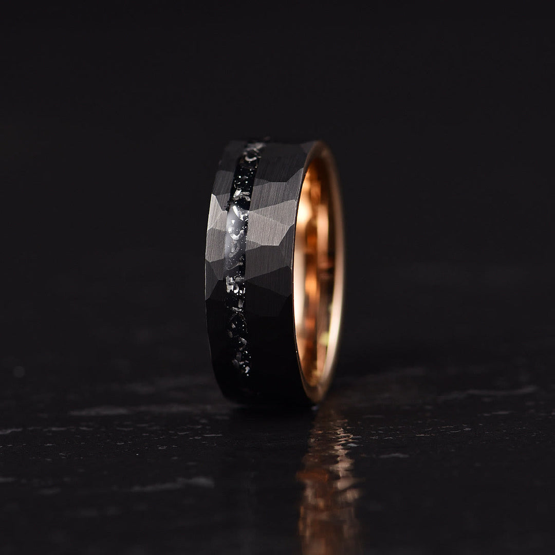 .315 inches Black Tourmaline Tungsten Carbide Ring - Ares-2.13 inches-Nora Luxe