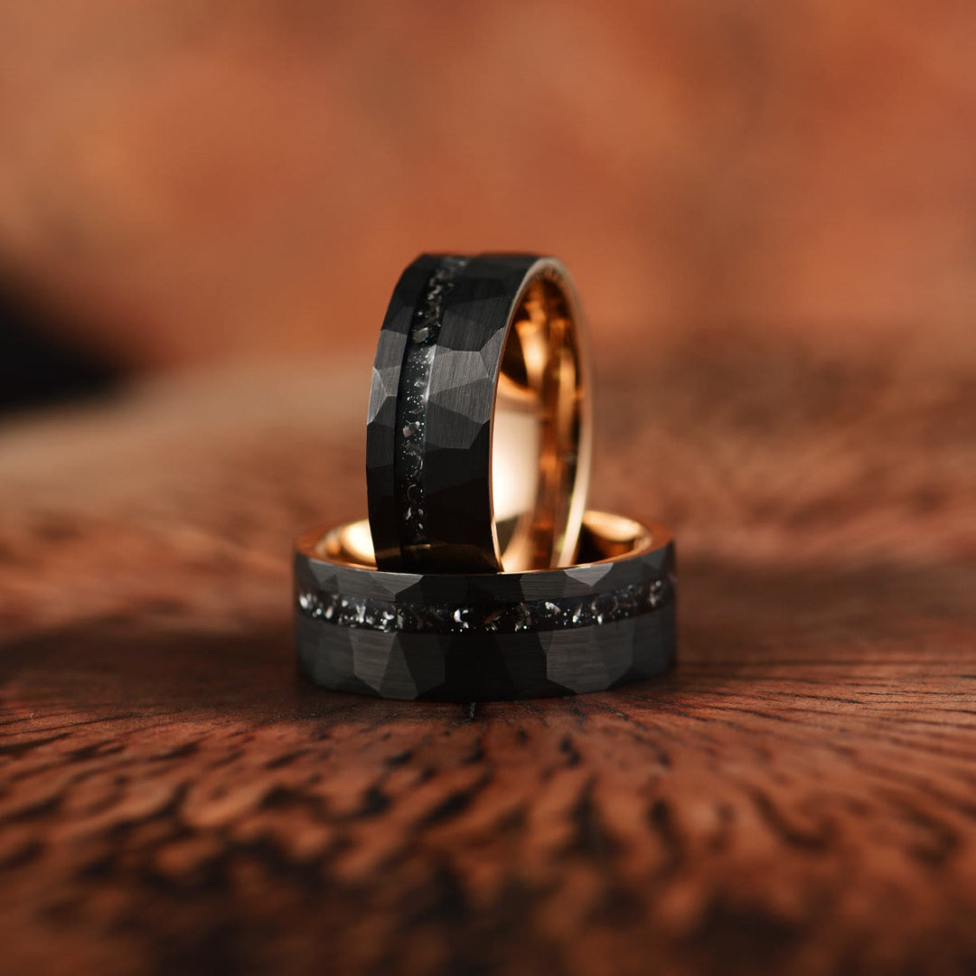 .315 inches Black Tourmaline Tungsten Carbide Ring - Ares-2.13 inches-Nora Luxe