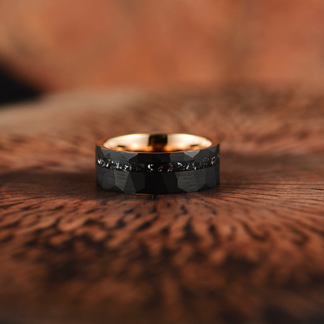 .315 inches Black Tourmaline Tungsten Carbide Ring - Ares-2.13 inches-Nora Luxe