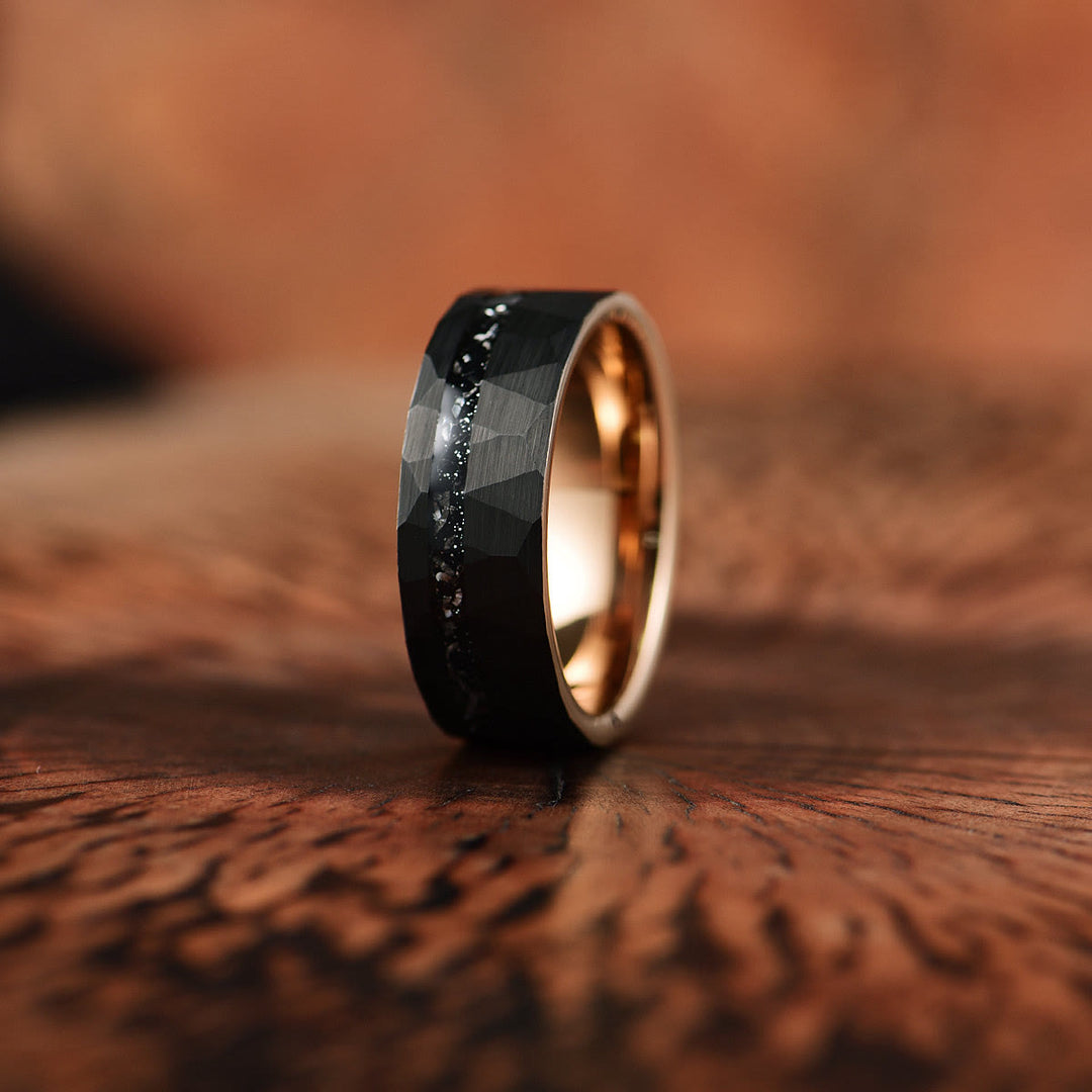 .315 inches Black Tourmaline Tungsten Carbide Ring - Ares-2.13 inches-Nora Luxe