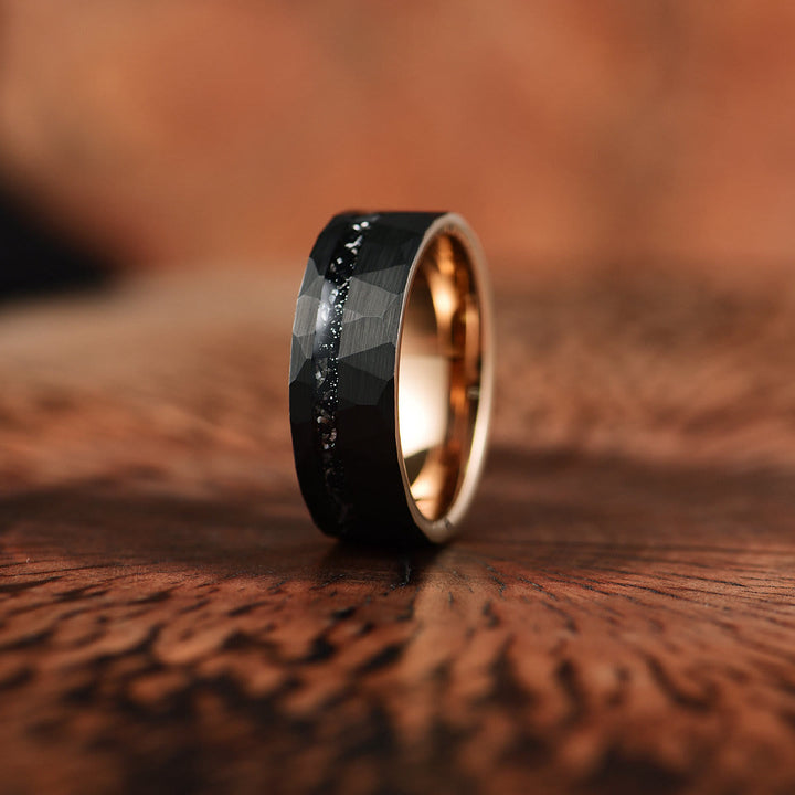 .315 inches Black Tourmaline Tungsten Carbide Ring - Ares-2.13 inches-Nora Luxe