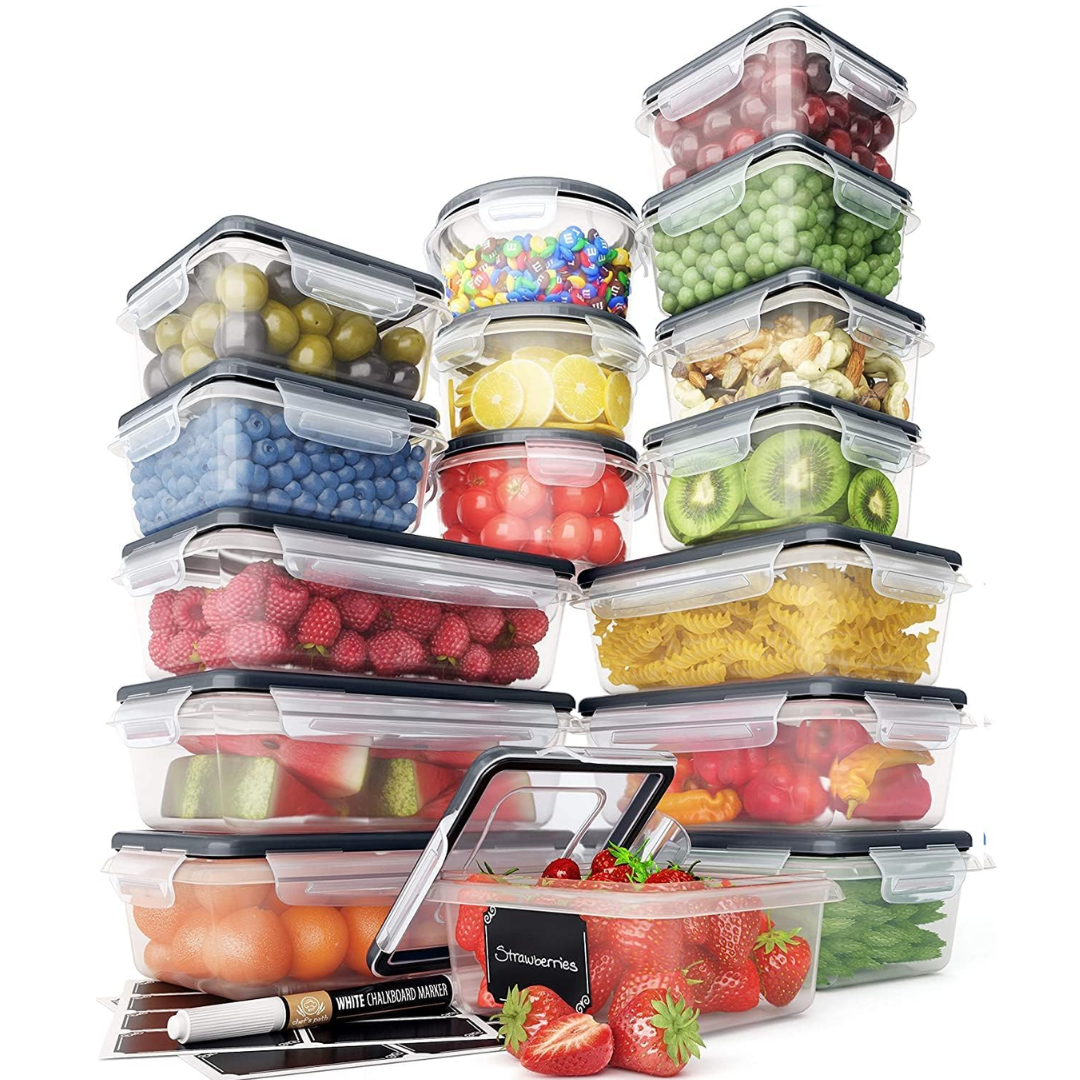 32-piece Airtight Storage Box Set-Black-Nora Luxe
