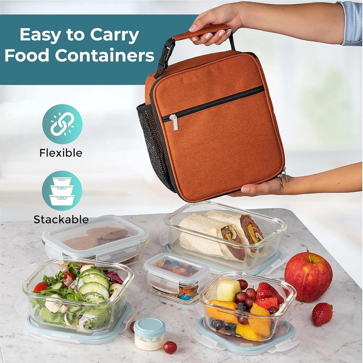 35-piece set of glass food storage containers with lids-Nora Luxe