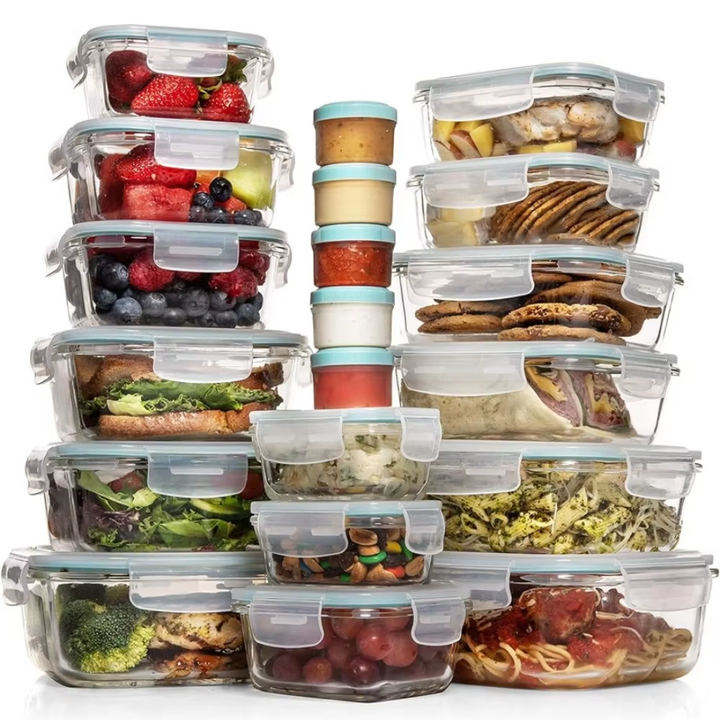 35-piece set of glass food storage containers with lids-Nora Luxe