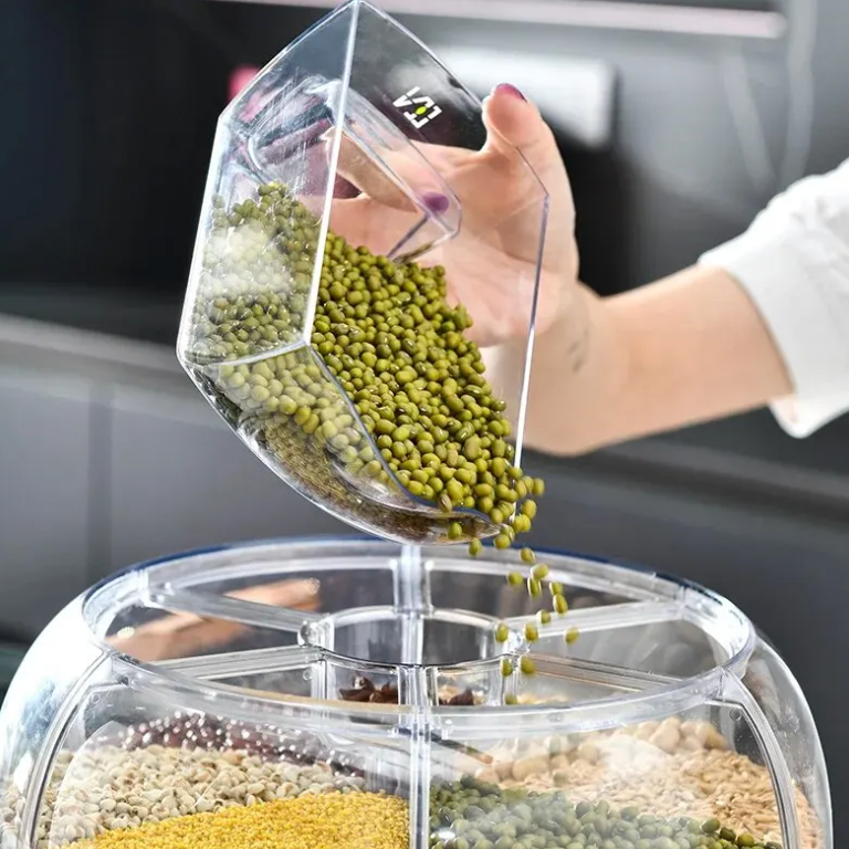 360° Rotating Grain Dispenser - SpinStore GrainKeeper-White-9.45 in Ø-Nora Luxe
