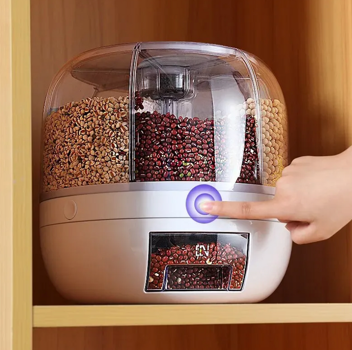 360° Rotating Grain Dispenser - SpinStore GrainKeeper-White-9.45 in Ø-Nora Luxe