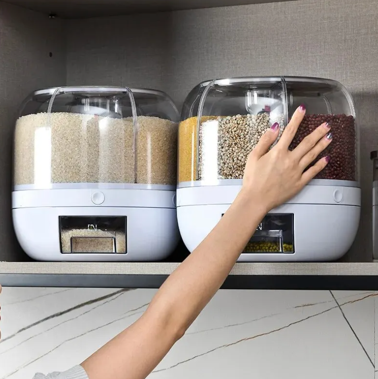 360° Rotating Grain Dispenser - SpinStore GrainKeeper-White-9.45 in Ø-Nora Luxe