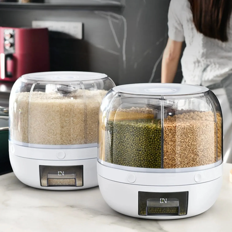 360° Rotating Grain Dispenser - SpinStore GrainKeeper-White-9.45 in Ø-Nora Luxe
