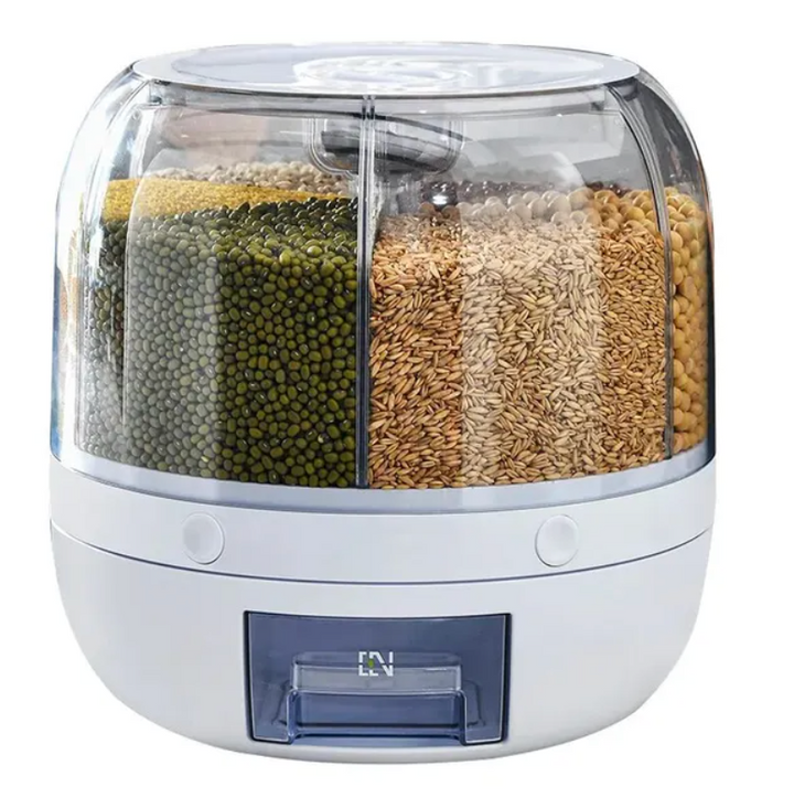360° Rotating Grain Dispenser - SpinStore GrainKeeper-White-9.45 in Ø-Nora Luxe