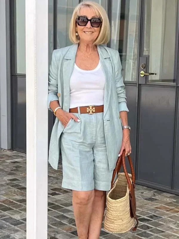 Trendy Ladies Linen Summer Set – Camille