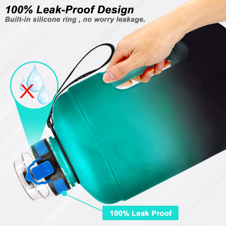 3.8L Motivational Water Bottles with Time Markings & Leak-proof Flip Top Lid-Black-Nora Luxe