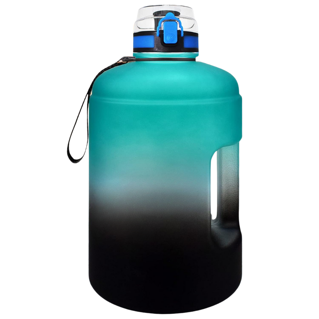 3.8L Motivational Water Bottles with Time Markings & Leak-proof Flip Top Lid-Green Black-Nora Luxe