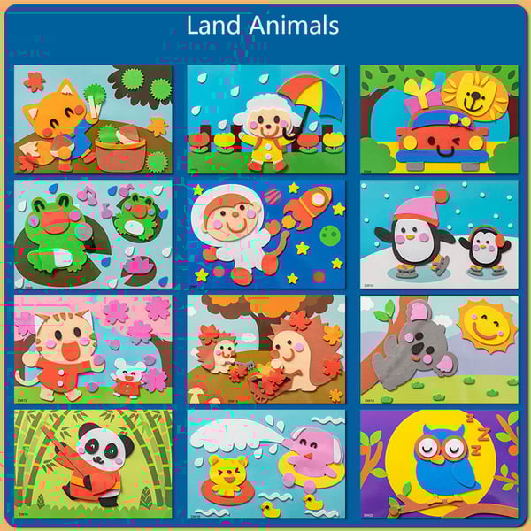 3D Animal Sticker Set - Fantasy Flora-Land Animals-12 Pieces-Nora Luxe
