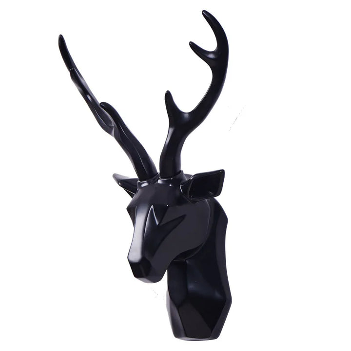 3D Deer Head Sculpture for a Majestic Atmosphere - RegalDeer-Black-D11.81 x H17.72 inches-Nora Luxe