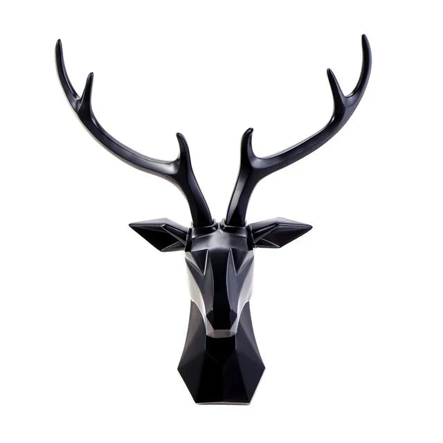 3D Deer Head Sculpture for a Majestic Atmosphere - RegalDeer-Black-D11.81 x H17.72 inches-Nora Luxe