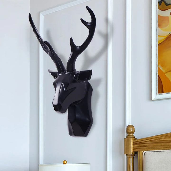 3D Deer Head Sculpture for a Majestic Atmosphere - RegalDeer-Black-D11.81 x H17.72 inches-Nora Luxe