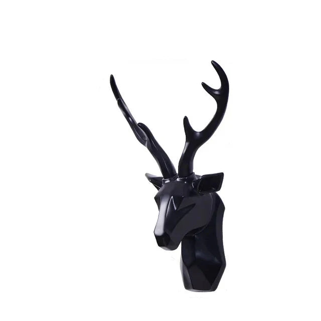 3D Deer Head Sculpture for a Majestic Atmosphere - RegalDeer-Black-D11.81 x H17.72 inches-Nora Luxe