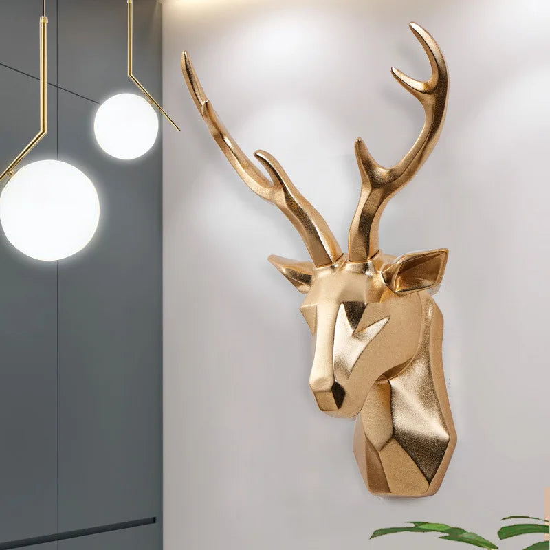 3D Deer Head Sculpture for a Majestic Atmosphere - RegalDeer-Gold-D11.81 x H17.72 inches-Nora Luxe
