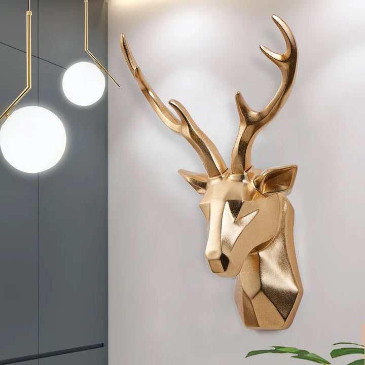 3D Deer Head Sculpture for a Majestic Atmosphere - RegalDeer-Gold-D11.81 x H17.72 inches-Nora Luxe