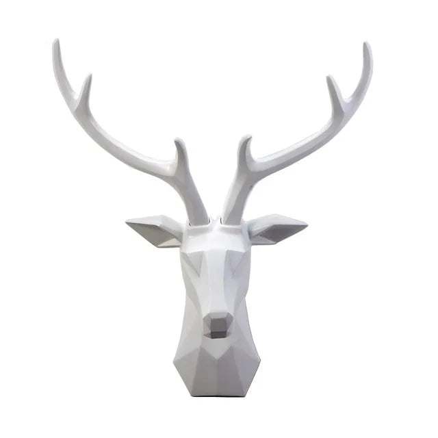3D Deer Head Sculpture for a Majestic Atmosphere - RegalDeer-White-D11.81 x H17.72 inches-Nora Luxe