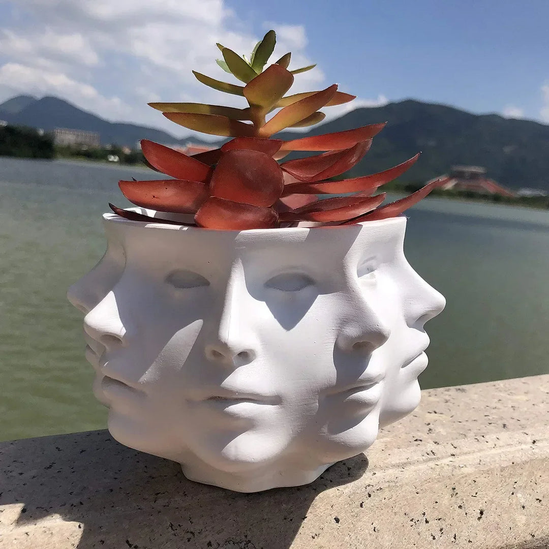 3D Face Pot - FaceBloom-White-Nora Luxe