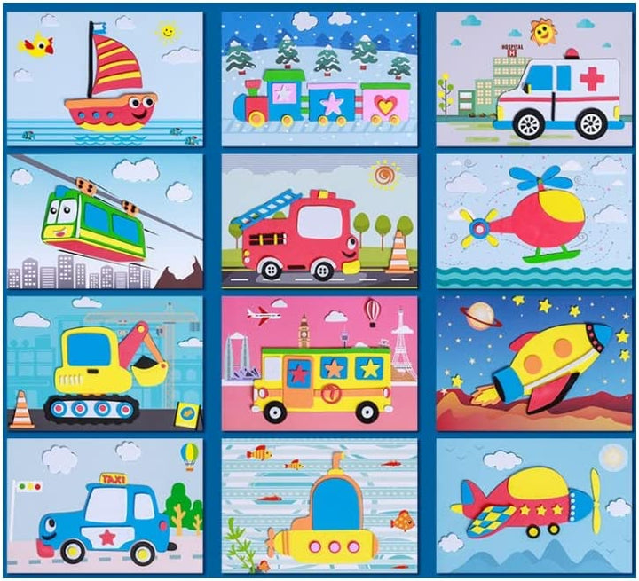 3D Foam Sticker Puzzle - PuzzlePal-Vehicle (Set of 12)-Nora Luxe