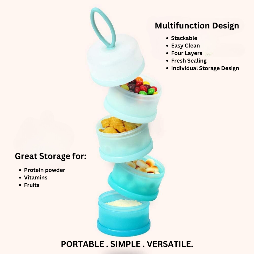 4-Compartment Stackable Portion Control Containers-Blue-Nora Luxe