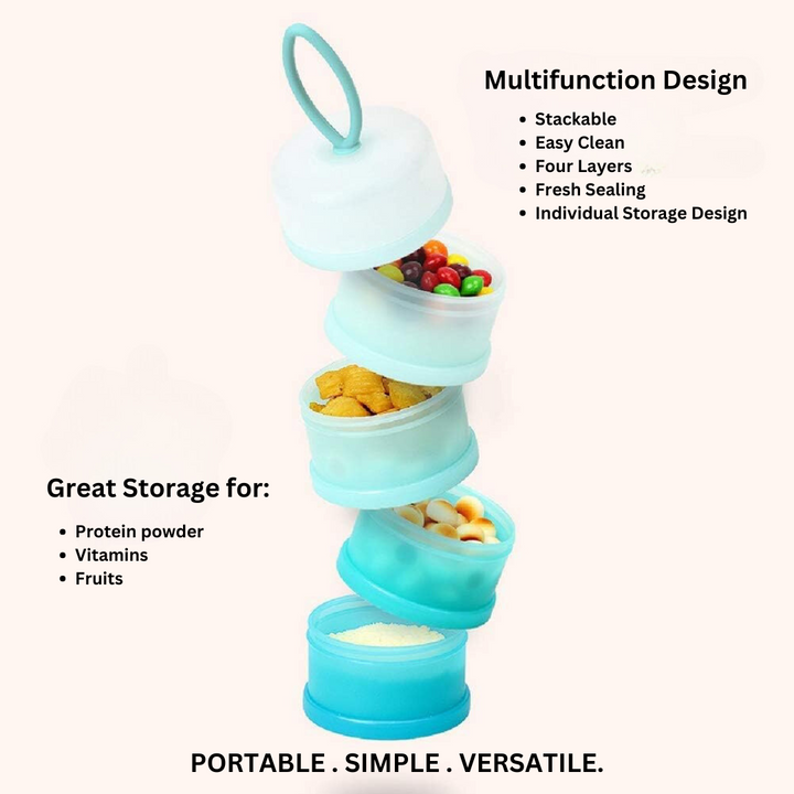 4-Compartment Stackable Portion Control Containers-Blue-Nora Luxe